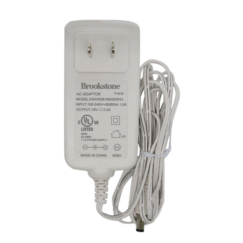 Brookstone KSAS0361800200HU Power Supply 18V 2A Adapter Charger White Model: KSAS0361800200HU Modified Item: No MPN: